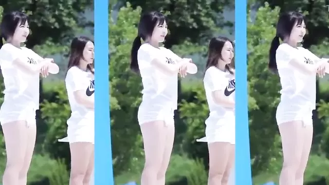 The Korean women are doing a workout